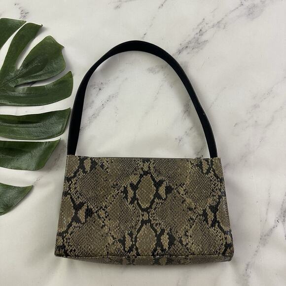 Enzo Angiolini Handbags - Enzo Angiolini Vintage y2k Shoulder Bag Purse Faux Snakeskin Black Gray
